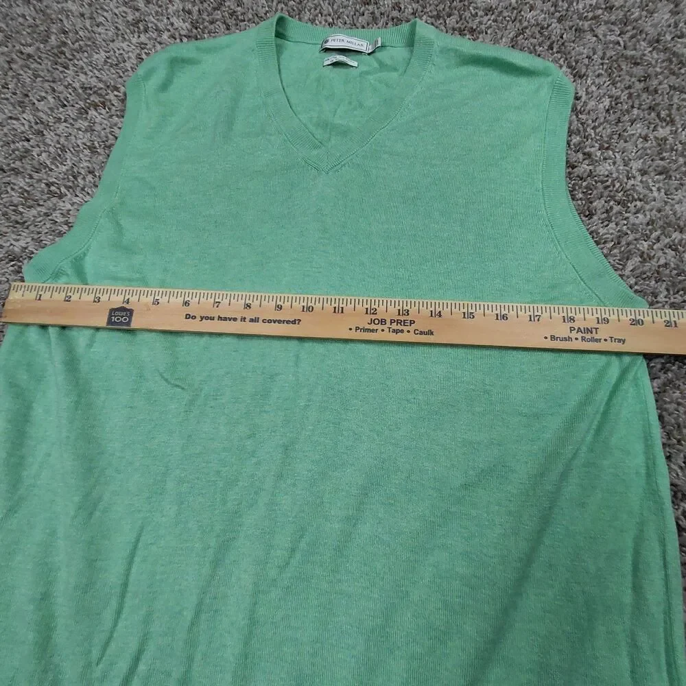 Peter Millar Sweater Vest Mens Large Green Silk Cotton Cashmere Blend Preppy